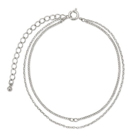 チェーンブレス 2連 アジャスター付 ロジウムカラー – 貴和製作所