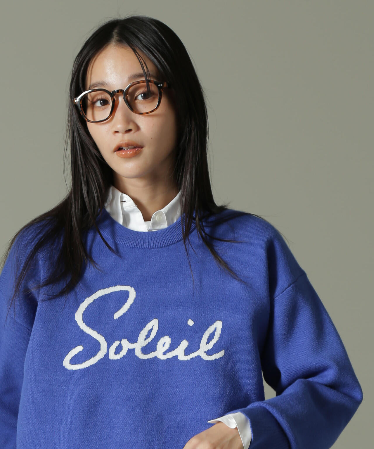 ダブルジャガード ロゴ ニット