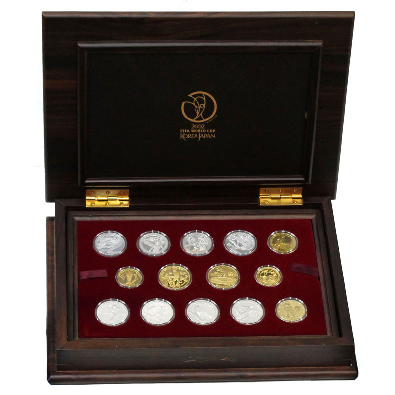 日韓2002ワールドカップ記念 金銀銅フルーセット(全種14枚セット