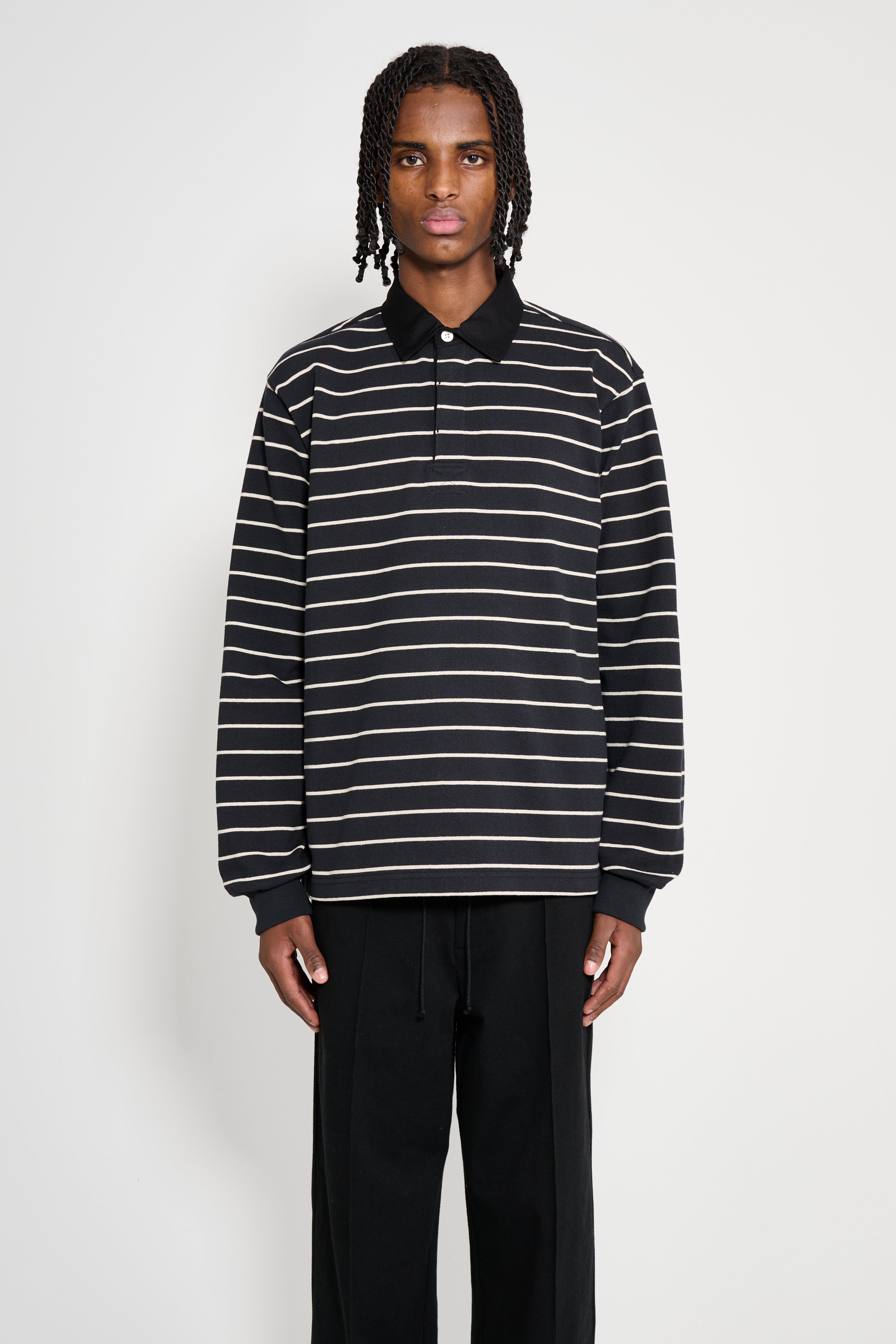 Stüssy Pin Striped Rugby Black – Très Bien