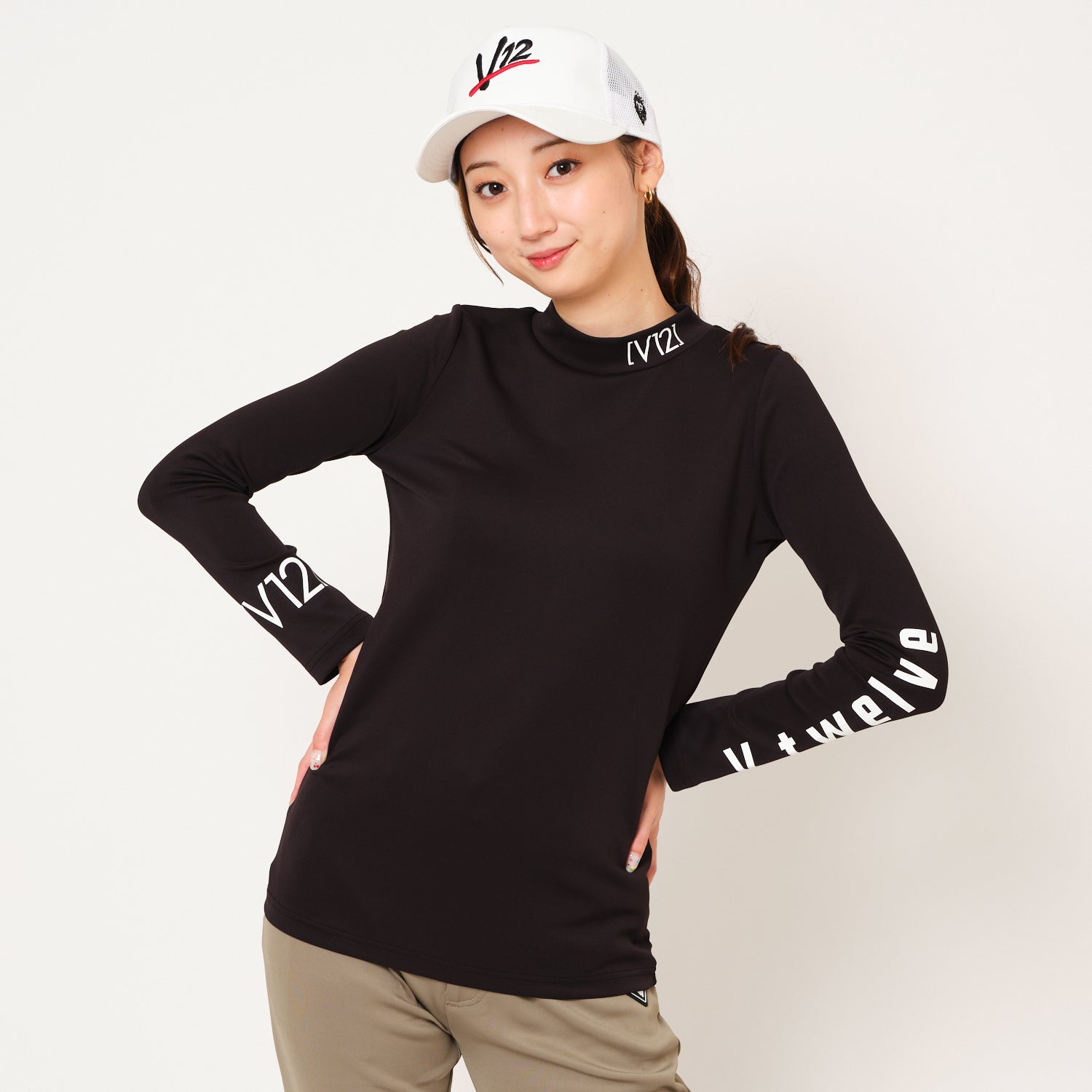 V12 ゴルフ レディース インナーモックネック接触冷感 LOGO INNER MOCK