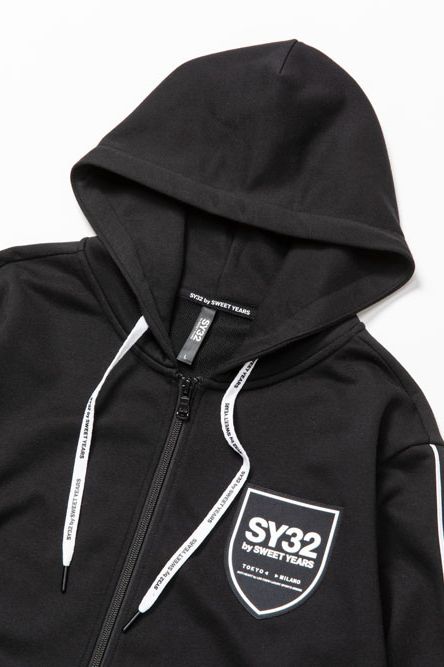 SY32 by SWEET YEARS - ラインテープジップアップパーカー ブラック