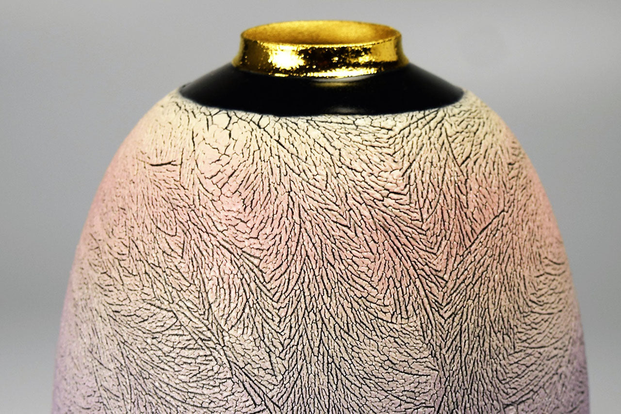 花器 「氷流文彩色金彩花器」 柳橋修二 笠間焼 陶磁器 – Takumi Japan