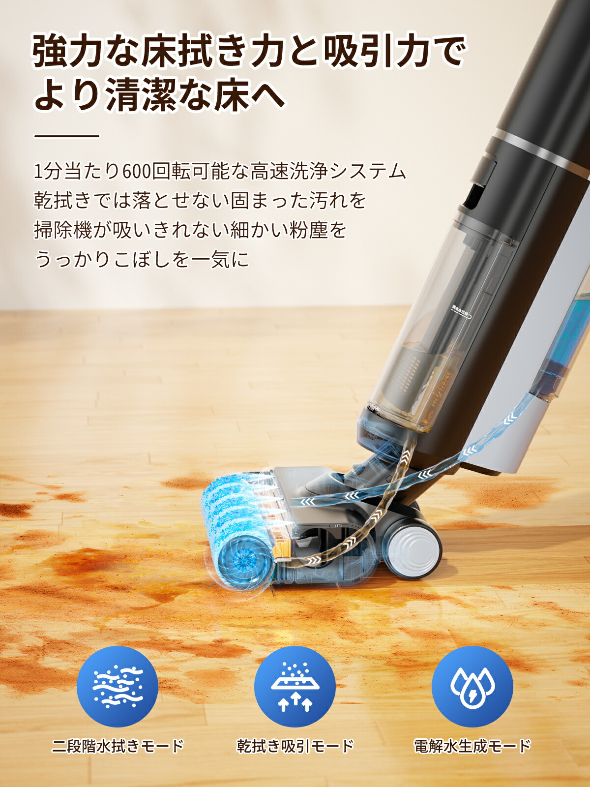楽天市場】水拭き掃除機 掃除機 水拭き コードレス掃除機 掃除機