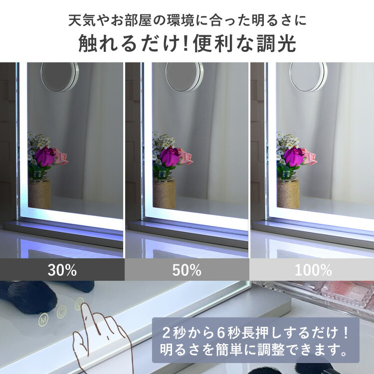 楽天市場】女優ミラー ハリウッドミラー 全周LED 幅57cm 高さ71cm 木製