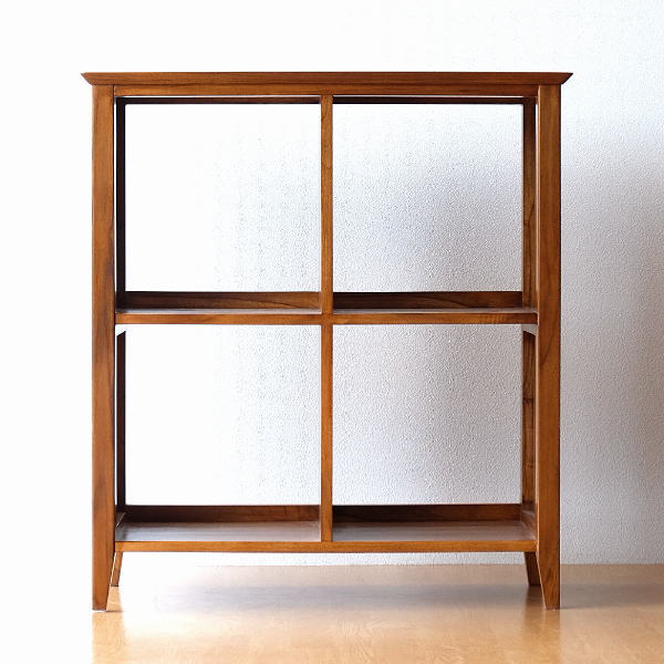 楽天市場】チーク無垢材 本棚 木製 オープンラック 総無垢材 飾り棚