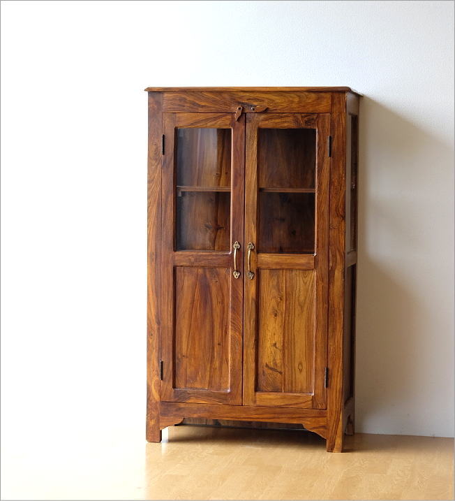 楽天市場】キャビネット 木製 ガラス 飾り棚 扉付き収納棚 収納 天然木
