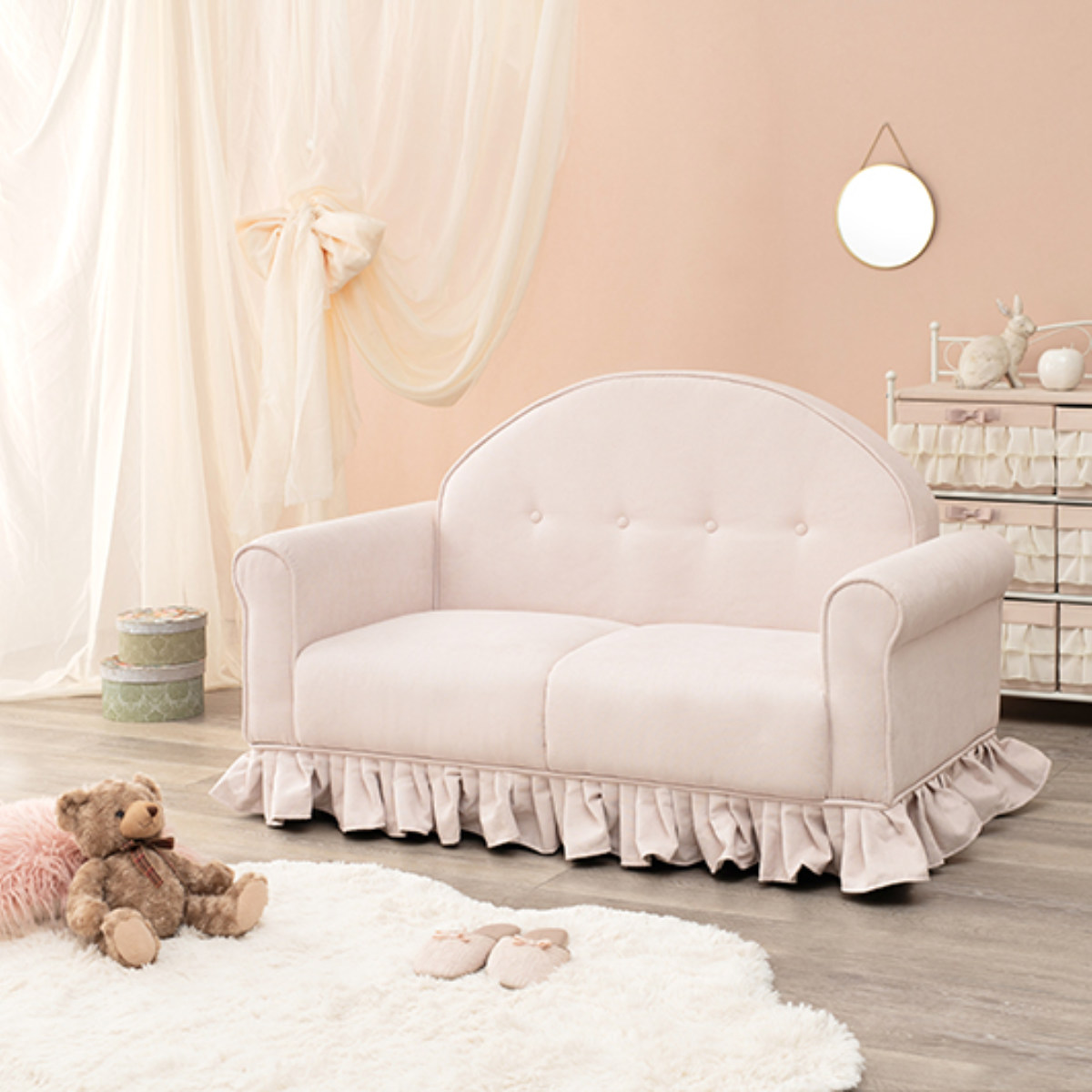 楽天市場】ソファ 二人掛け 幅126cm フリル 姫系 （ ソファー 2人用 肘