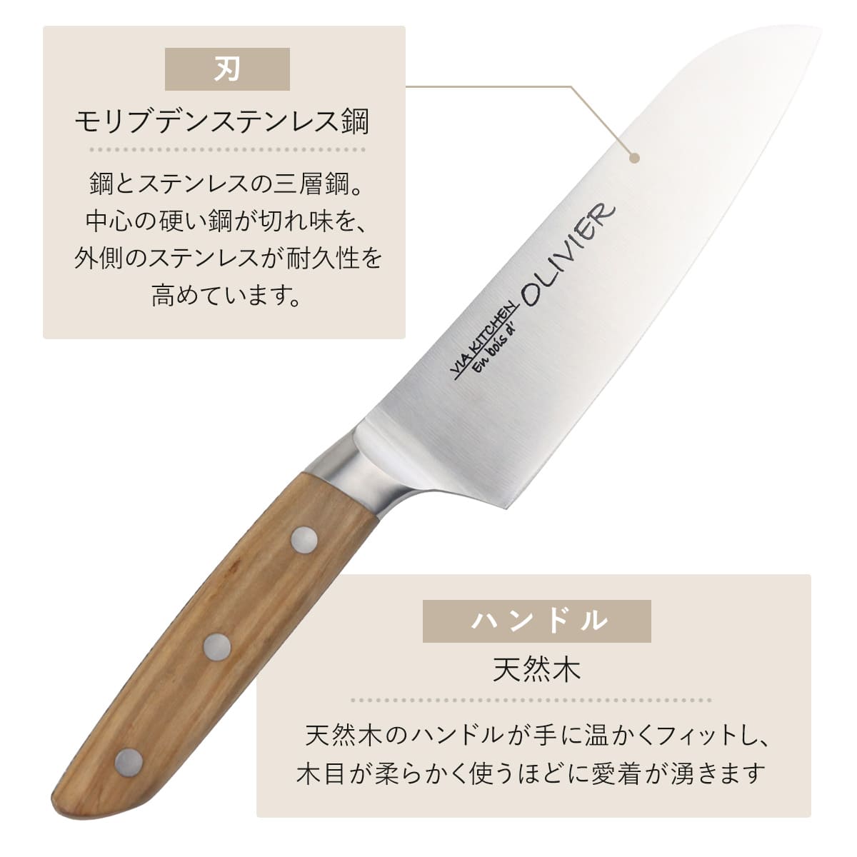 楽天市場】包丁 三徳包丁 刃渡り17cm 木柄 日本製 バイアキッチン