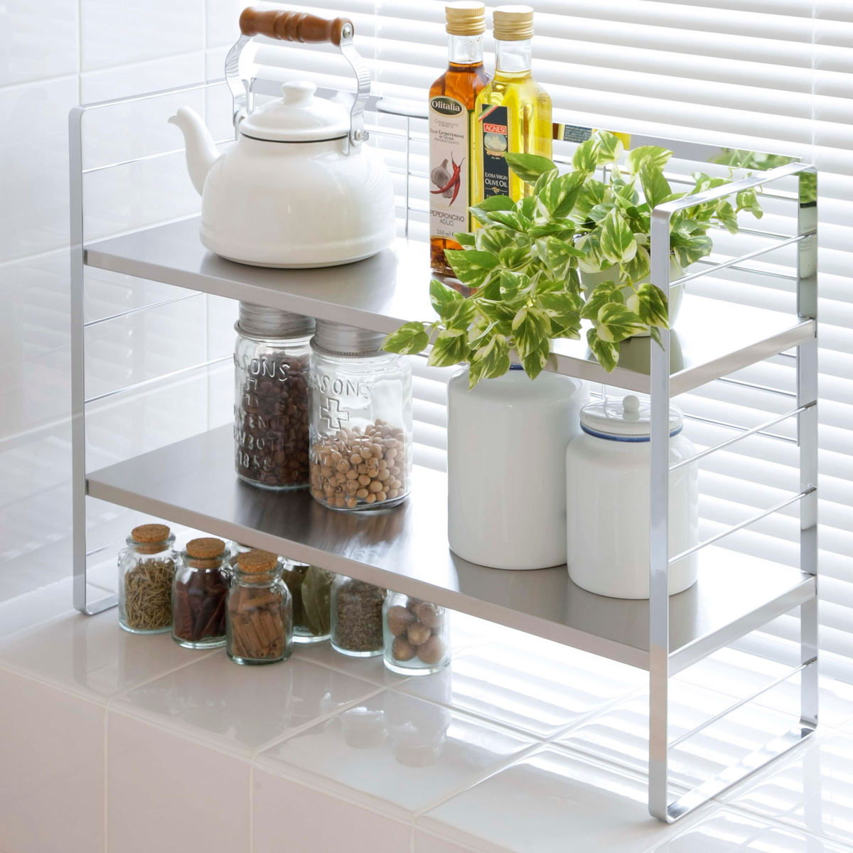 楽天市場】キッチンラック ステンレス棚の出窓シェルフ 幅58cm 日本製