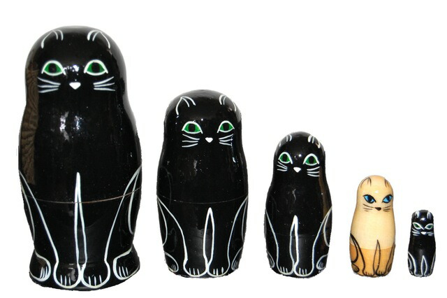 楽天市場】【楽ギフ_包装】黒猫マトリョーシカ 5個組【マトリョーシカ