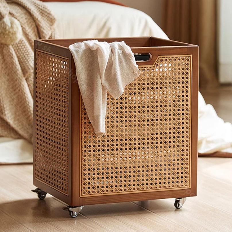 楽天市場】2000円OFFクーポン 籐編み ラタン ランドリー 脱衣カゴ 木製