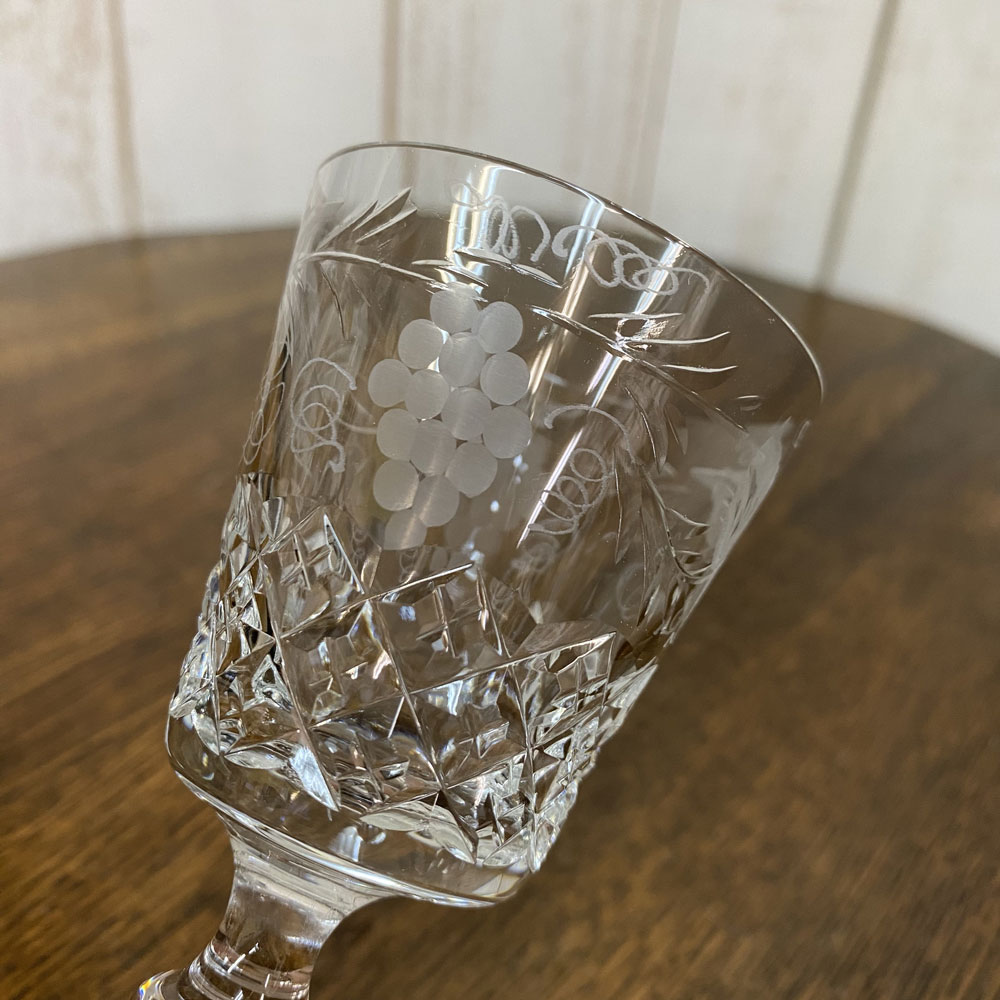 楽天市場】アンティーク リキュールグラス 葡萄柄 グラヴィール カット