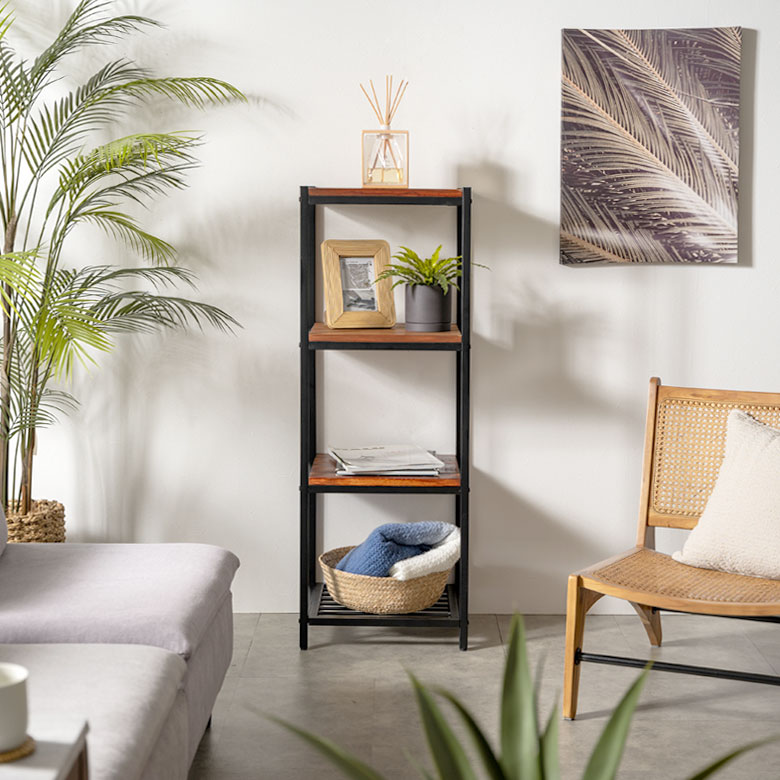 楽天市場】ウッドシェルフ 木製 4段シェルフ スリム タバス TABAS 幅40