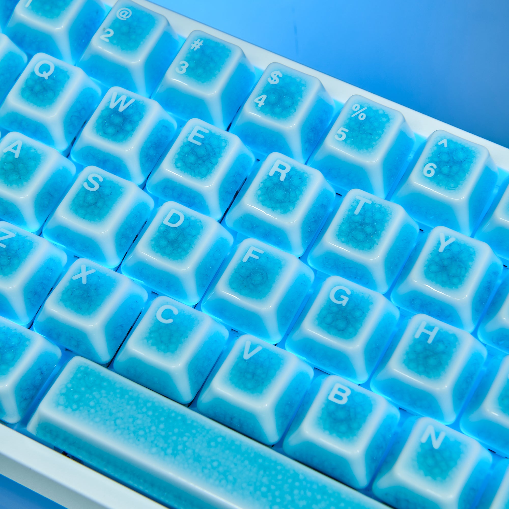 114 Keys Blue Crazed Ceramic Keycaps Set | Cerakey