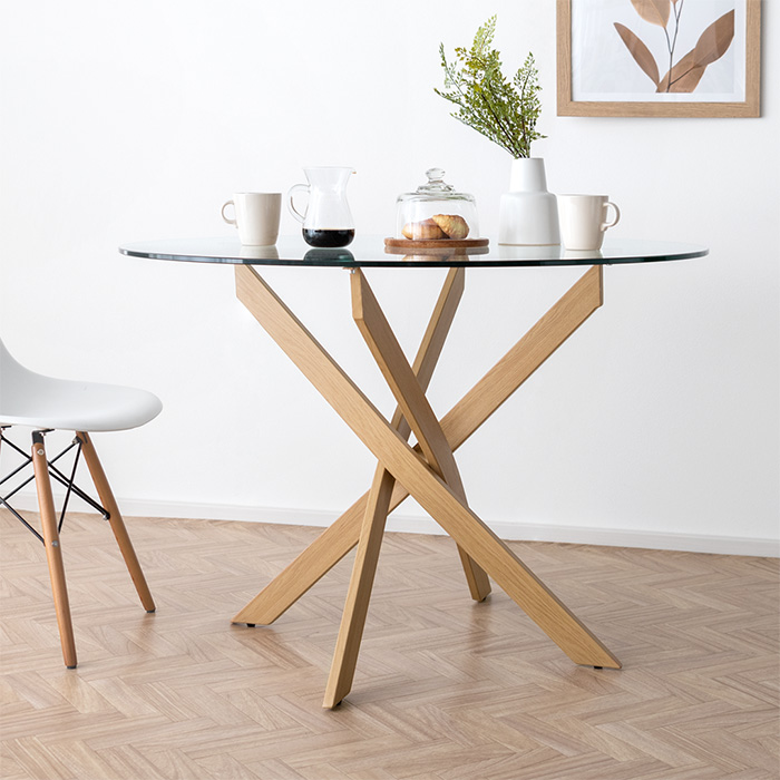 4人用 円形ガラスダイニングテーブル Louise(ルイーズ) | 家具