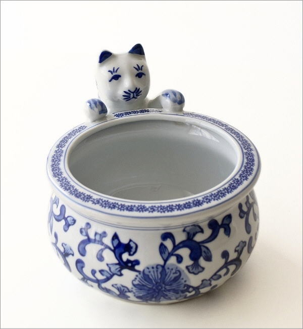 金魚鉢 おしゃれ 陶器 メダカ鉢 睡蓮鉢 和風 レトロ アンティーク ネコ