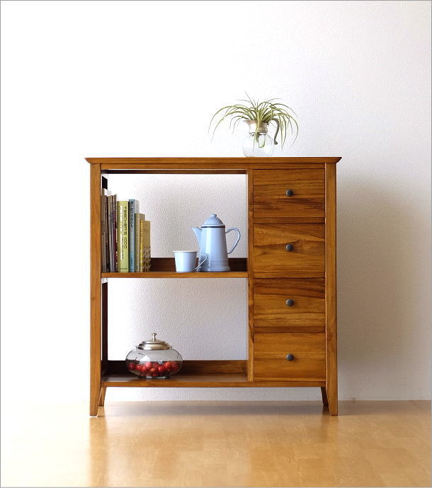 チークナチュラルシェルフ5段 楽天市場】オープンラック 本棚 チーク材