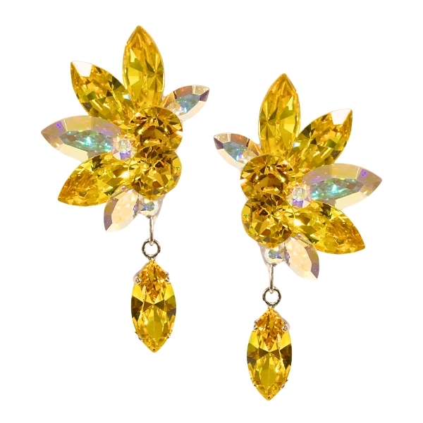 PINK イヤリング P-630 イエロー×オーロラ 社交ダンス 競技 デモ