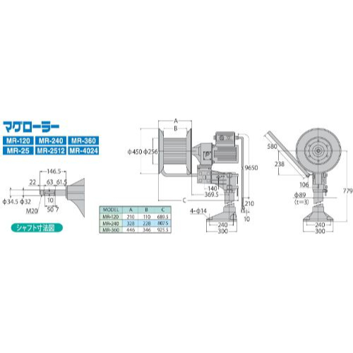 船舶用ウインチ マグローラー用 ハサミローラー MR-25 工進 ウィンチ