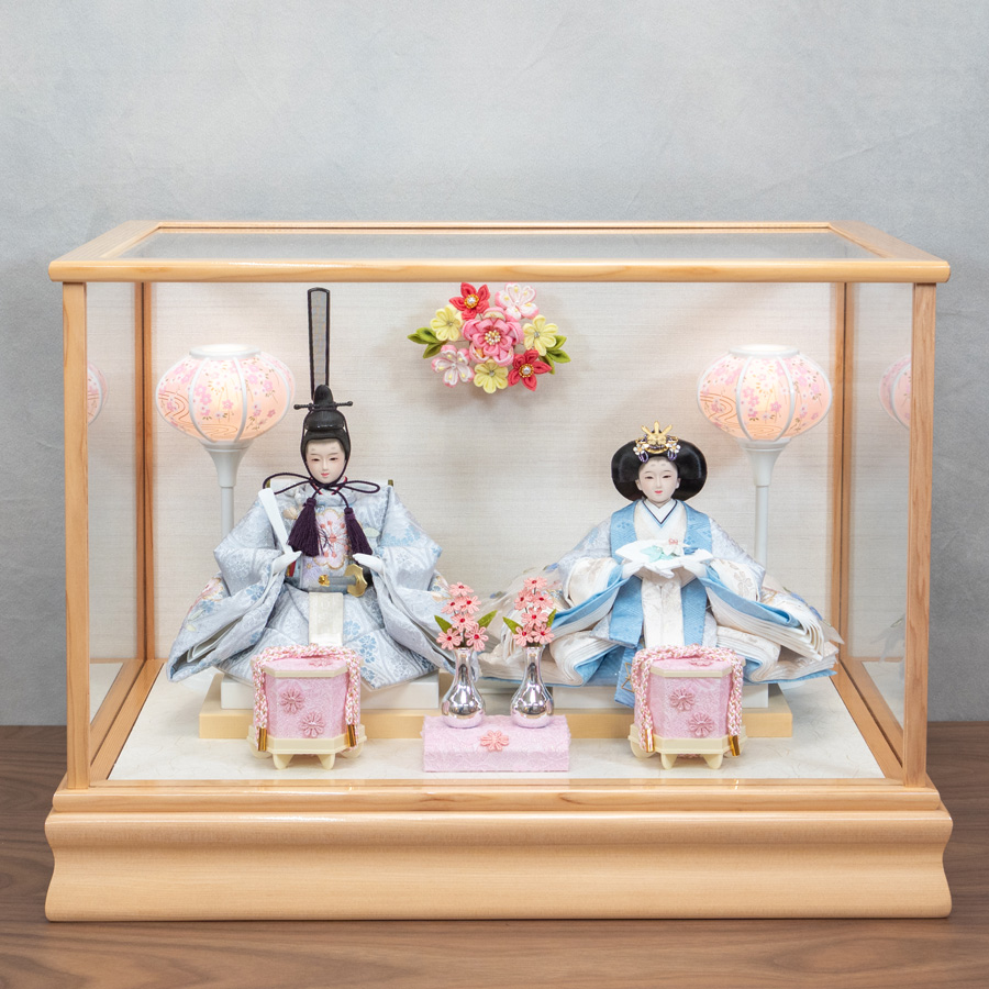 取り外しができる親王ケース あおいひな 摘み細工ケース飾り | 人形
