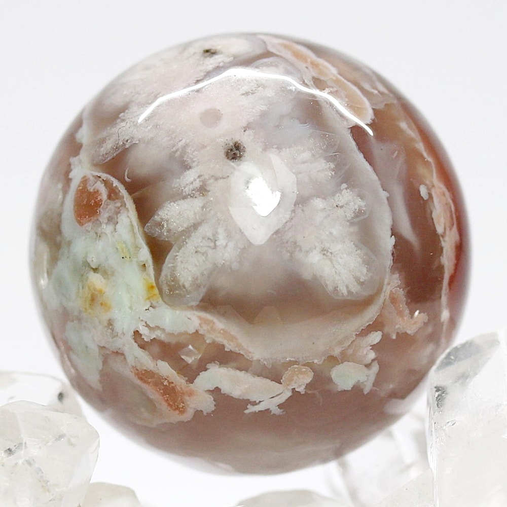 天然無着色]マダガスカル産チェリーブロッサムアゲートスフィア/桜瑪瑙