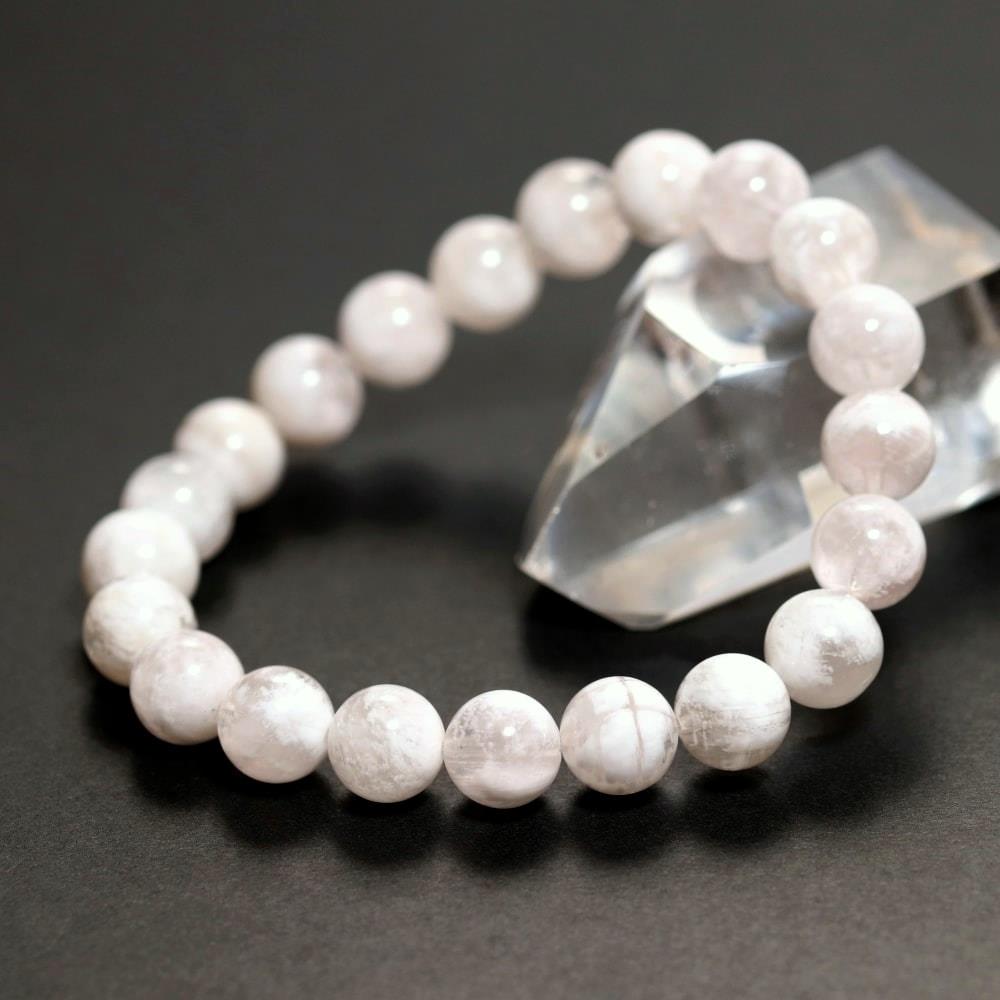 高品質]ホワイトセリサイトインクォーツブレスレット（約9mm玉