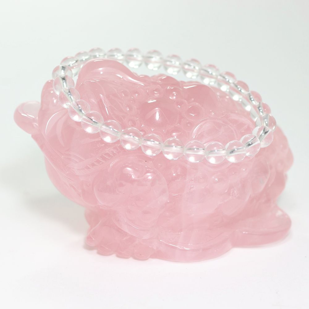 高品質]ローズクォーツ彫刻/銭蛙（全長約83mm） - 埼玉県吉川市の