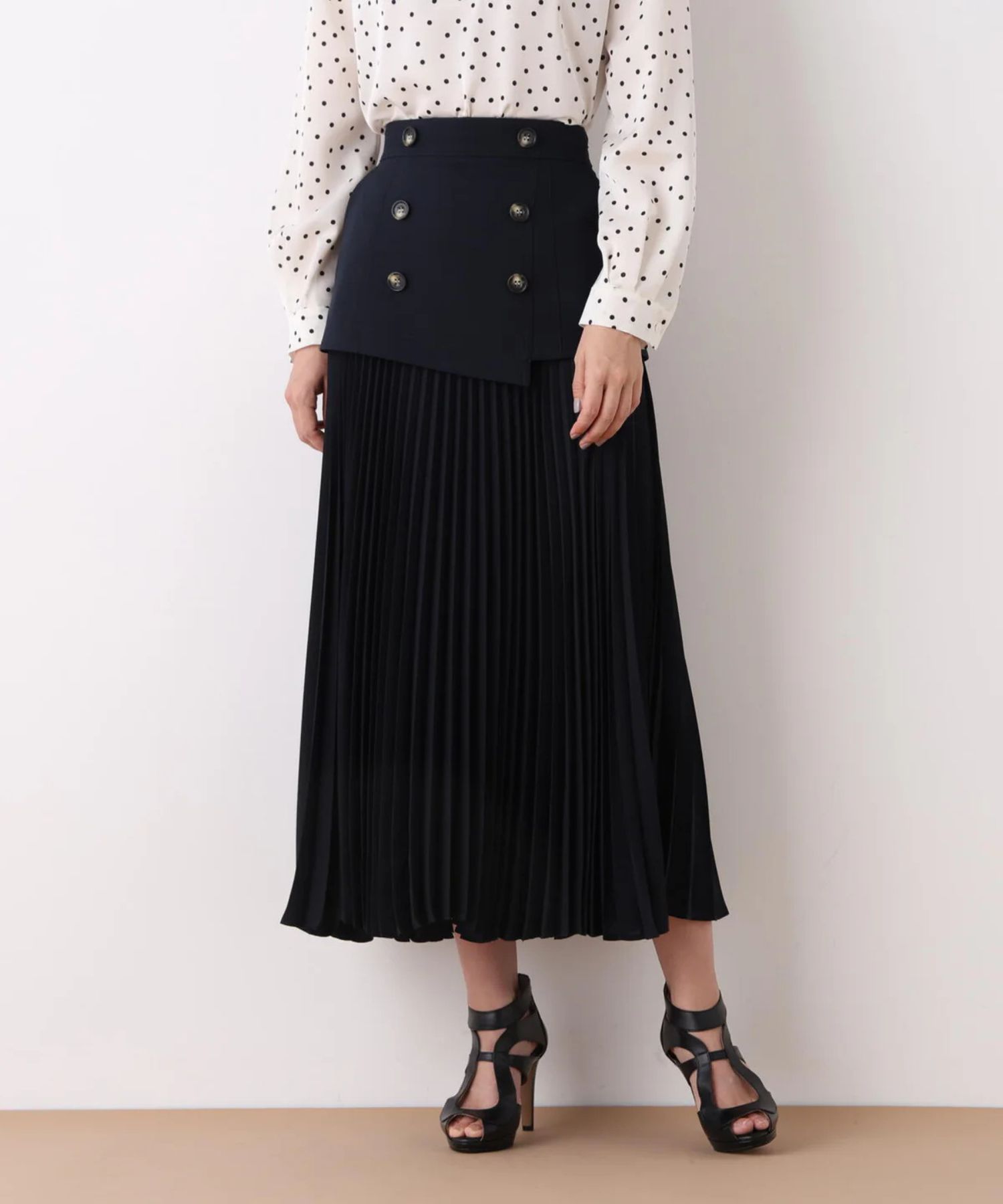 PINKY&DIANNE - ソフトオックスプリーツスカート(ネイビー