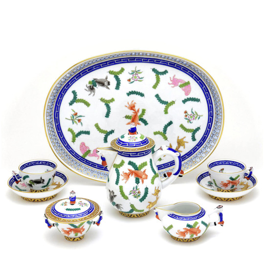 ヘレンド(Herend) コーヒーセット(2人用) ポワッソン(10pc/PO