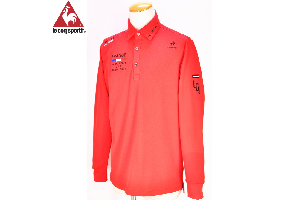 ルコック長袖ポロシャツ赤色に還暦祝いのプレゼントに！ゴルフ好きな