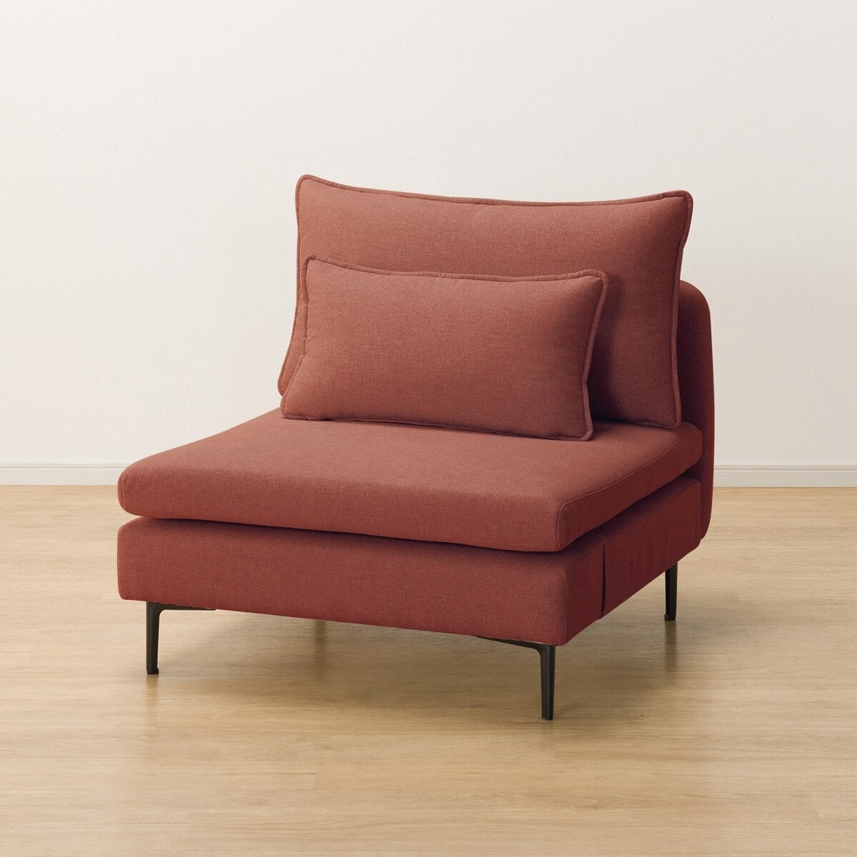 広い座面のゆったり 1人掛けソファ 布張りタイプ (MS01 肘なし RE