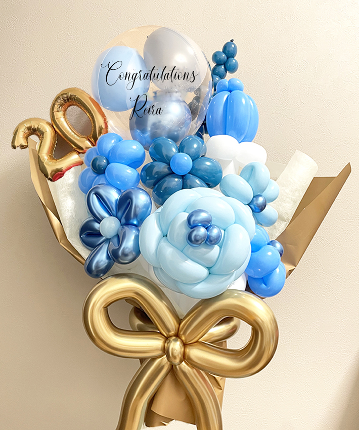 20歳、成人祝い】☆お名前 数字バルーン入り ローズの花束バルーン