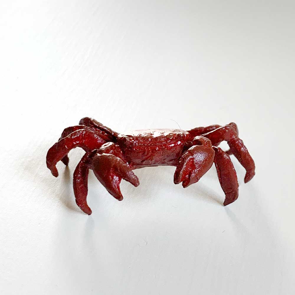 ミニチュア 添配 盆景 蝋型鋳物 銅製 蟹（カニ）赤 小 オブジェ 枯山水