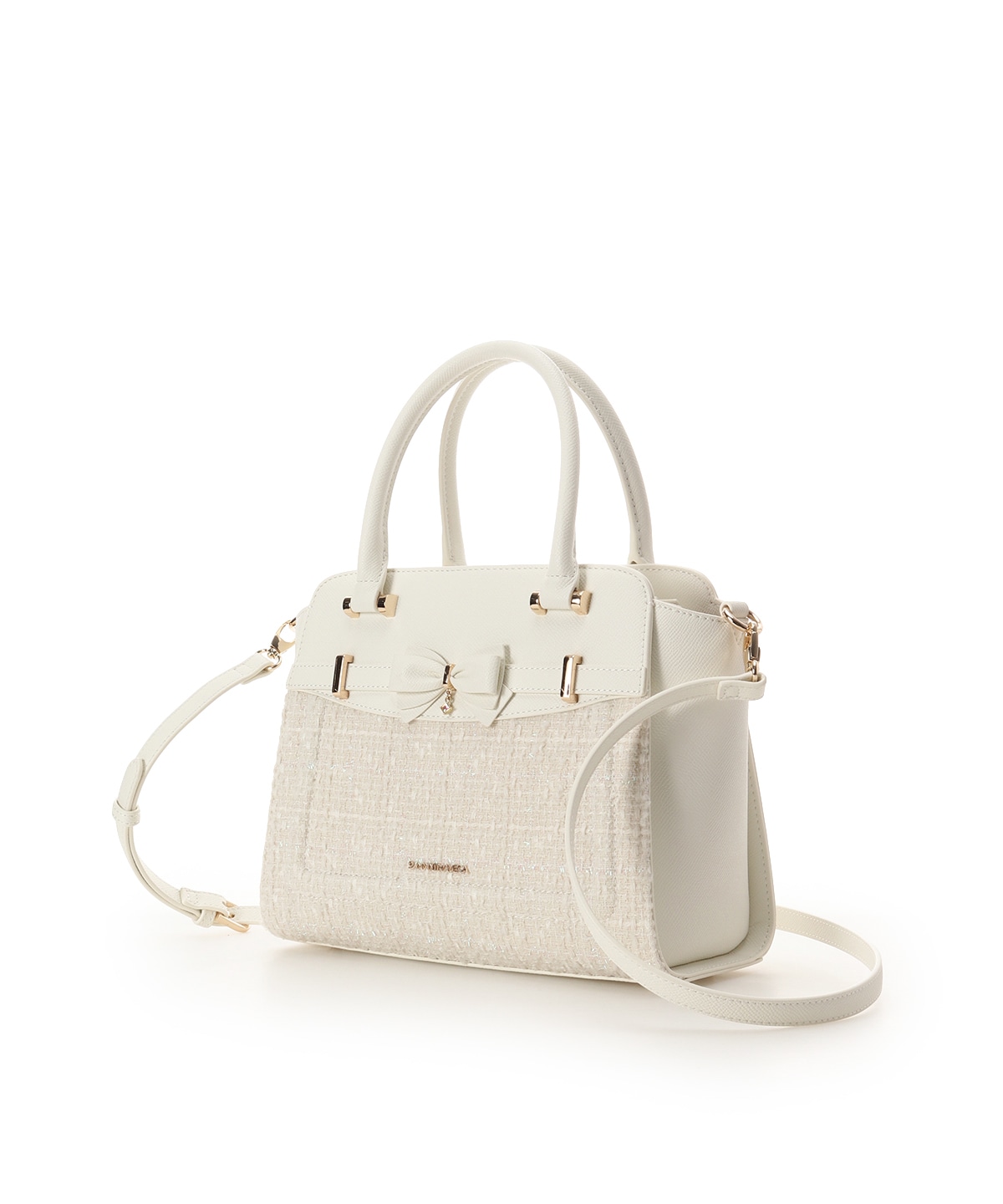 新色ツイードアクセントリボンハンドバッグ(FREE ホワイト