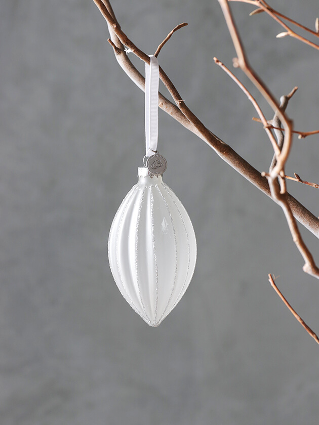 Lene BjerreガラスオーナメントNavinaホワイト/シルバー12cm