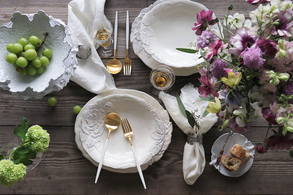 VIRGINIA CASA ROMANTICAスープ/パスタプレート ホワイト ヴィルジニア