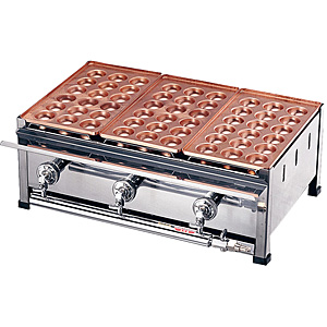 カンダ 銅たこ焼台 4連セット LPガス A 28穴×4枚 - 調理器具のSHOKUBI