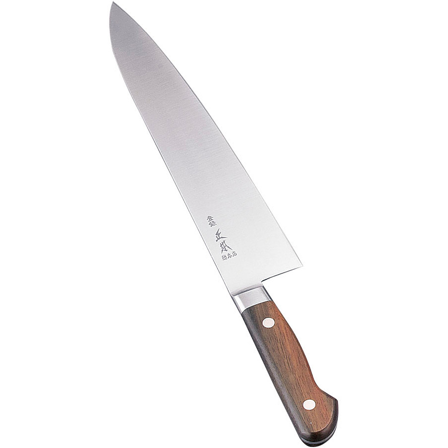 正本総本店 正本 最高級炭素鋼 紫丹柄 ツバ付 牛刀 30cm - 調理器具の