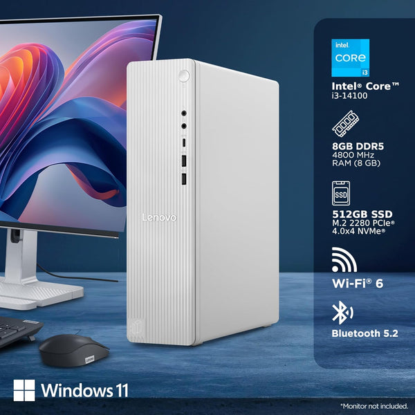 Lenovo IdeaCentre Tower 14th Gen Core i3-14100 (8GB RAM/512GB SSD