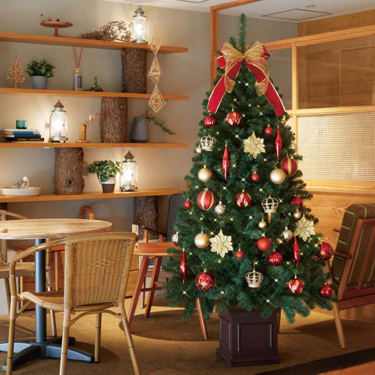 ラグジュアリークリスマスツリーセット レッドゴールド［ストエキ