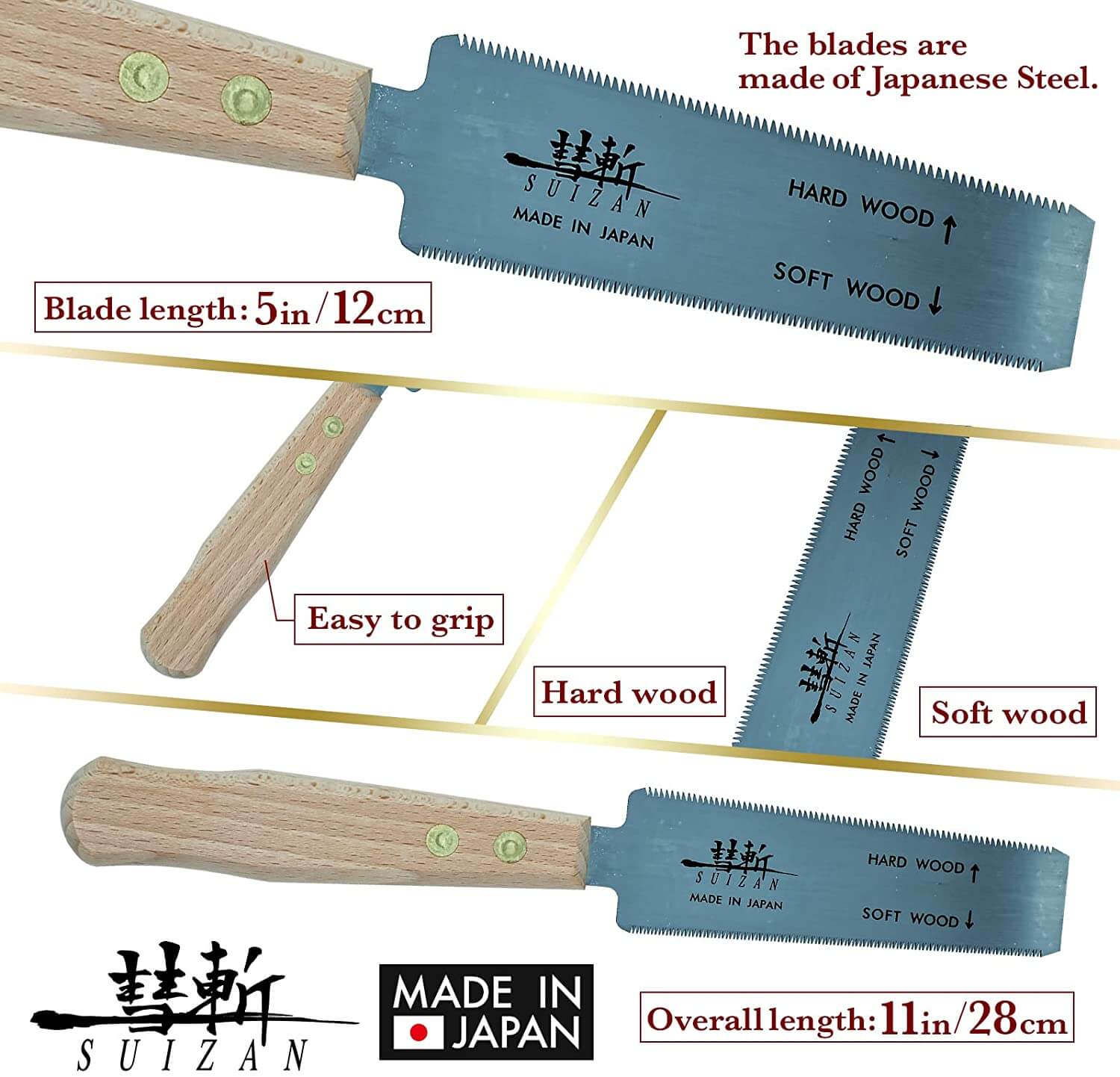 SUIZAN スイザン ダボ切り鋸 120mm - 両刃 ダボ挽き あさりなし
