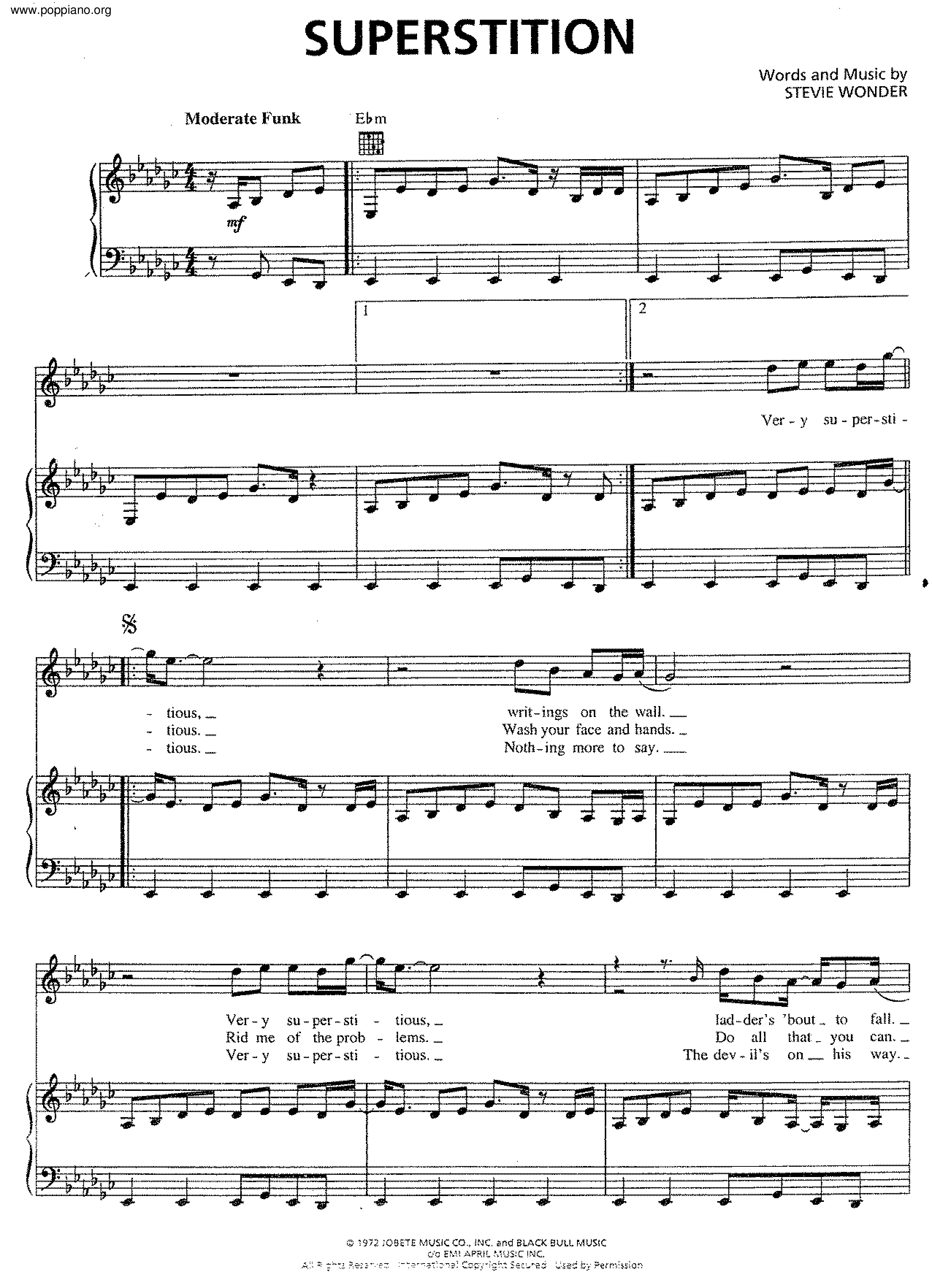 ☆スティーヴィー・ワンダー - Superstition ピアノ譜pdf