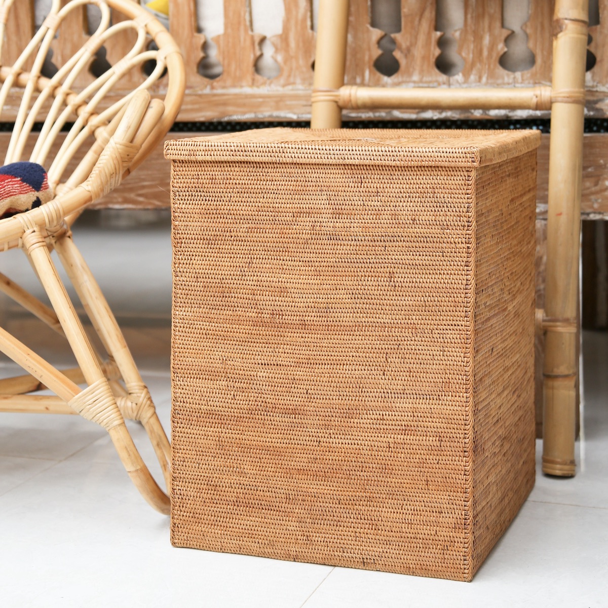 リビングボックス四角蓋付き (BOX398) Rosily(ロージリー) バリ島 アタ