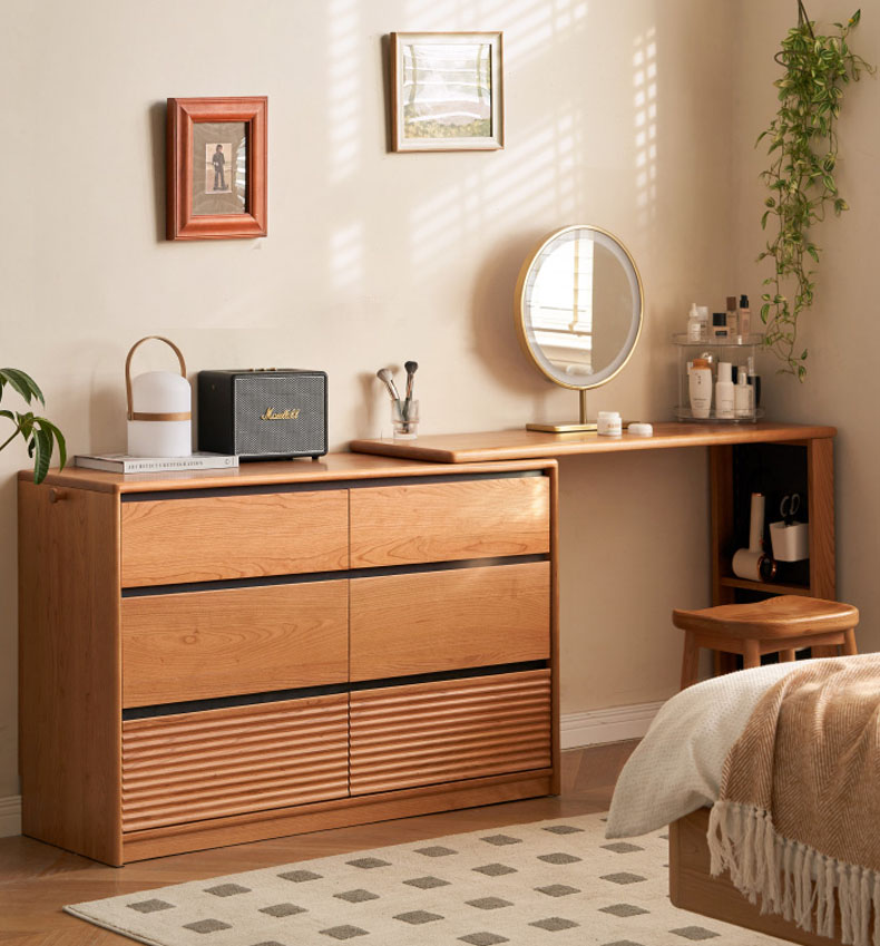 伸長式ドレッサー・デスク・チェスト収納付き