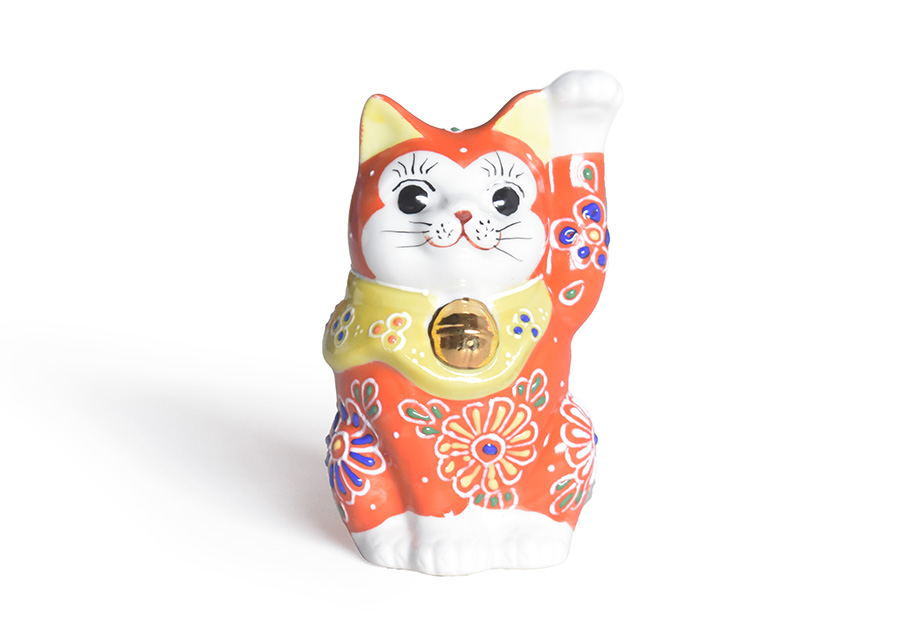 九谷焼 招き猫 置物 だいだい盛