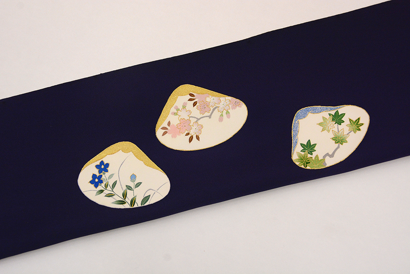 京友禅染帯 青褐色 「貝合わせ」 ♦︎ | 玉川屋呉服店