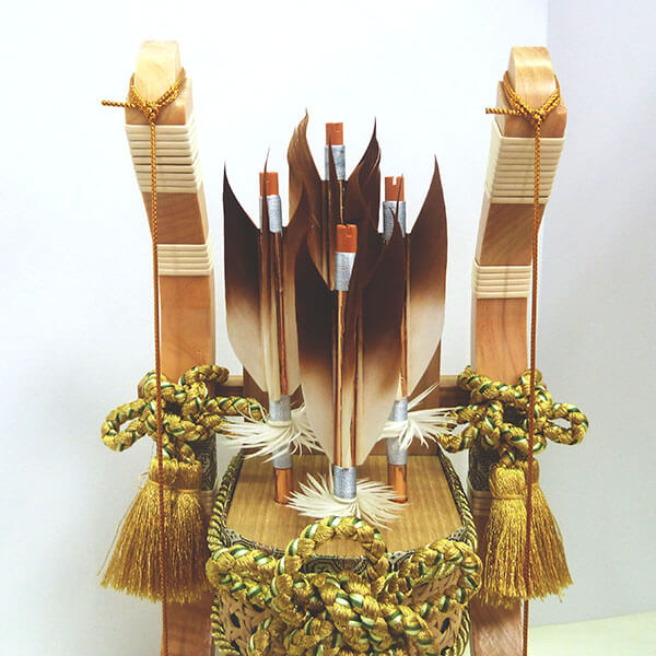 平安豊久作 コンパクトでおしゃれな11号栄華白木破魔弓飾り/人形の松川