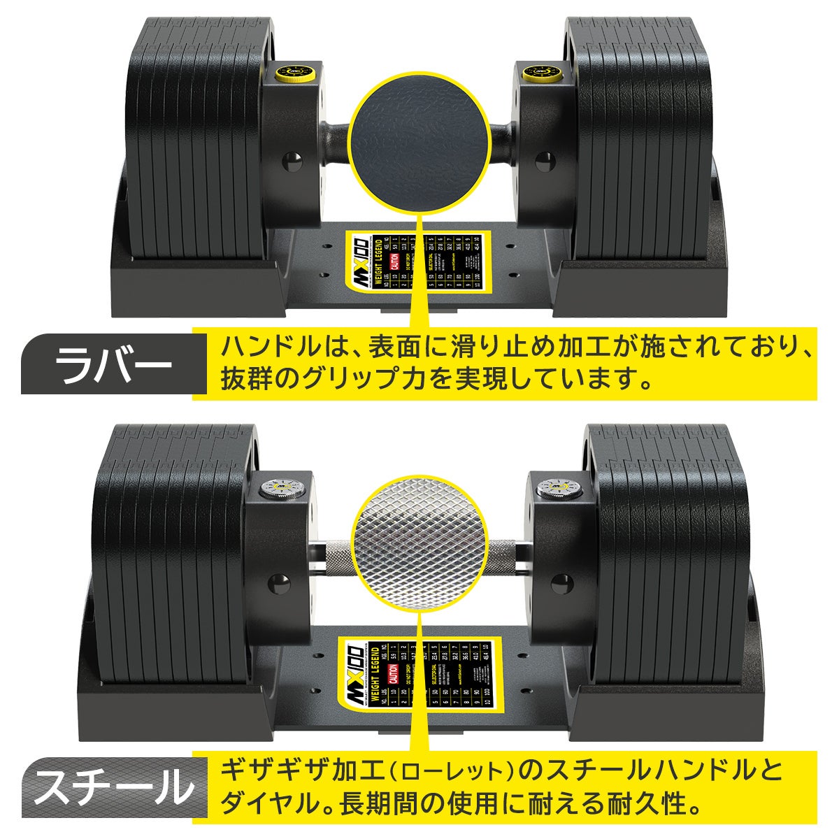 MX EVO ダンベルセット 可変式ダンベル スチールハンドル 2点セット