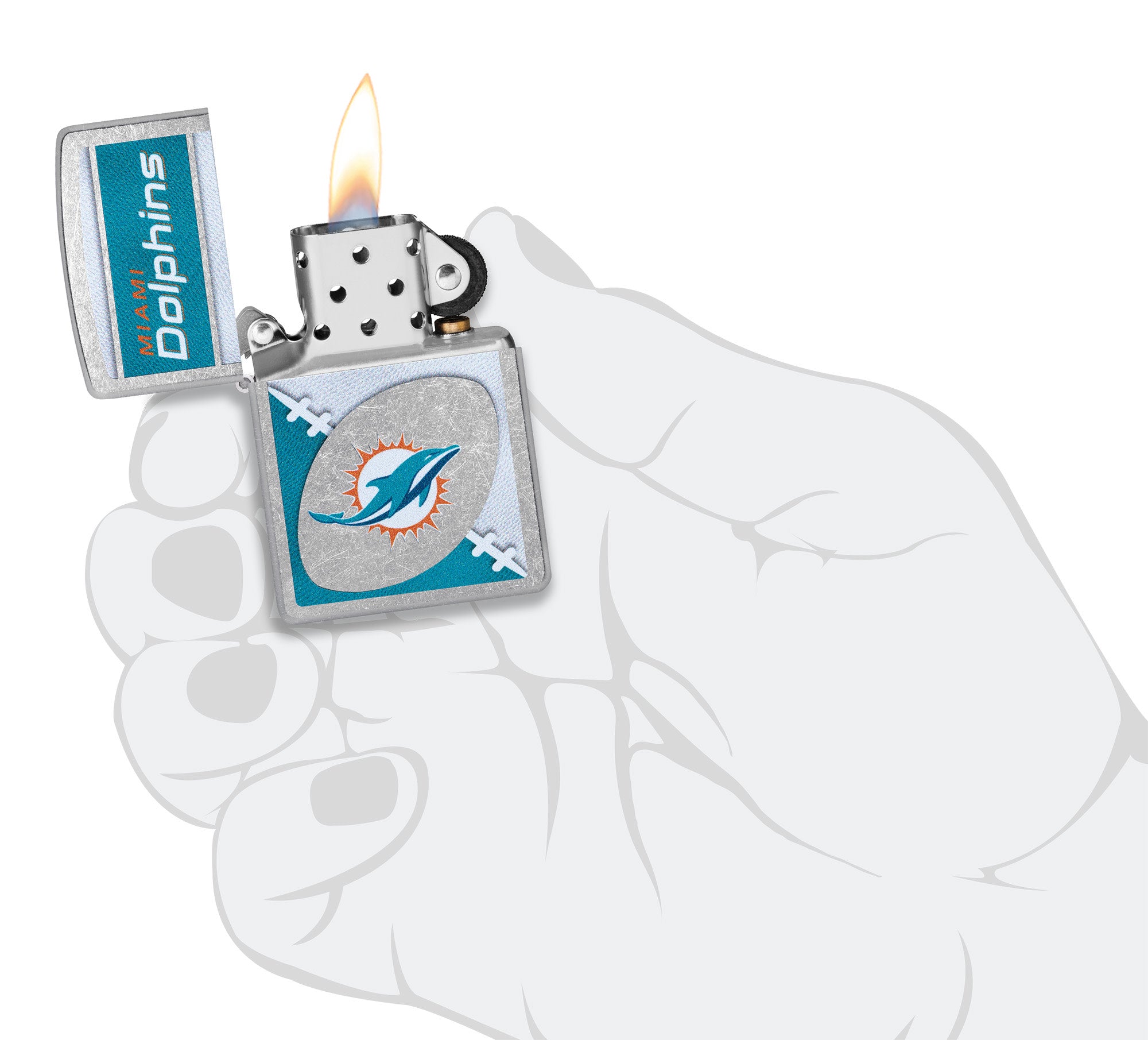 Zippo NFL Miami Dolphins Chrome Logo Design Street Chrome